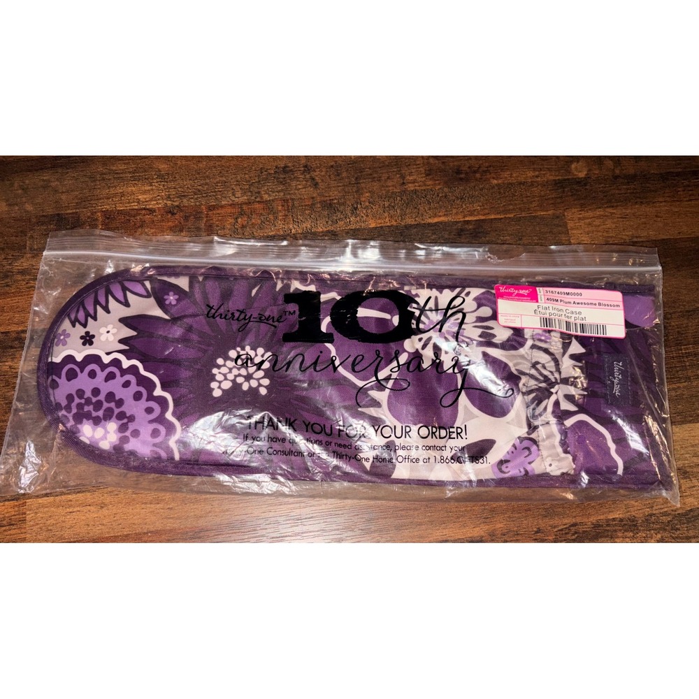 Thirty-One Flat Iron Case Plum Awesome Blossom Floral Heat Resistant Travel Bag